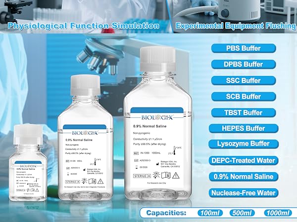 0.9% Normal Saline Solution, 1000ml 0.1um Filtration Sterilized SPSS Buffer