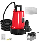 Pool Cover Pump for Milwaukee 18V Battery(No Battery), 750 GPH Submersible Sump Pump with Check V...