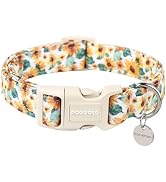 DOGWONG Female Cotton Dog Collar, Sunflower Dog Collar Durable Soft Natural Fabric Spring Pet Dog...