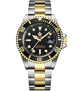 FANMIS Mens Luxury Watches Rotatable Bezel Sapphire Glass Luminous Quartz Silver Gold Two Tone St...
