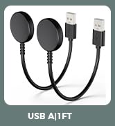 1FT 2 Pack for Samsung Galaxy Watch Charger Compatible with Watch 8/8 Classic/Ultra/7/6/6 Classic...