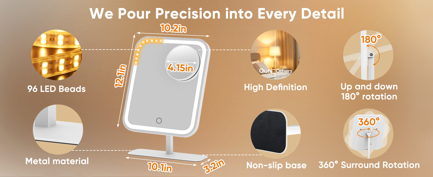 lighted makeup mirror with magnification