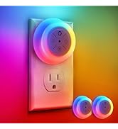 Dawnrise Night Lights Plug Into Wall,Dusk to Dawn Sensor,2 Pack,12-Color Changing Led Plug in Nig...