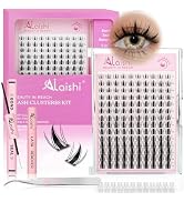 Lash Clusters Kit, DIY Cluster Eyelash Extensions 9-16mm, 30D+40D+50D, 140pcs Fluffy D Curl Natur...