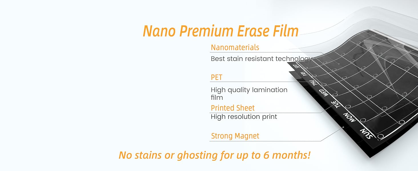 Premium erases film used ensures high quality, also it is waterproof so a wet cloth cleans well too.