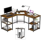 Elephance L-Shaped Desk with Shelves, Computer Corner Desk, Home Office Writing Workstation, Gami...