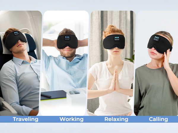 Wireless Music Eye Mask with Timer, Gifts for Men Women, Blue