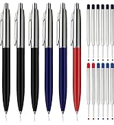 ChaoQ 6 Pcs Ballpoint pens, Refillable &amp; Retractable Metal Ballpoint pens 1.0mm Medium Point Smoo...