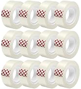 GIBIBU 12 Rolls Transparent Tape Refills, Clear Tape Dispenser Refill Rolls, Glossy Gift Wrap Tap...