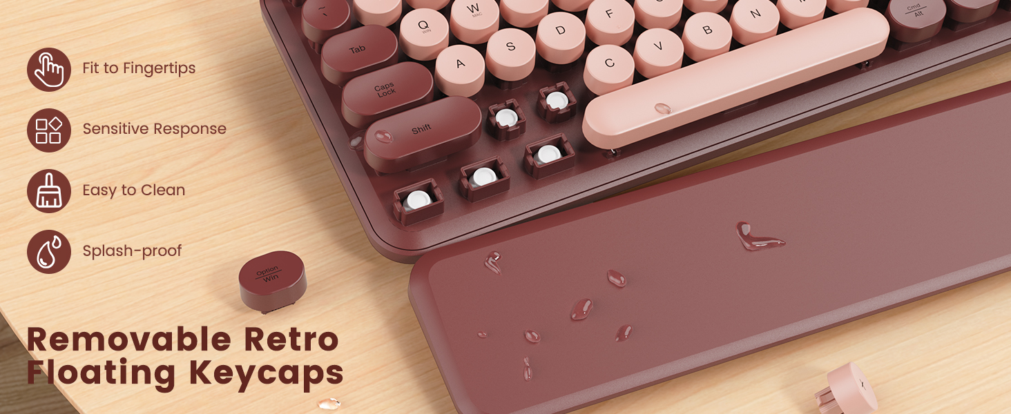 Removable Retro Floating Keycaps Fit to Fingertips Sensitive Response Easy to Clean Splash-proof