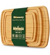 Homaxy Bamboo Cutting Boards for Kitchen Set of 3, Wood Cutting Board Set with Juice Groove, Wood...
