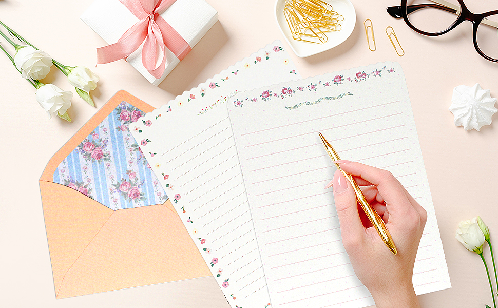 Unique Flower Design-Stationary Set for Writing Letters