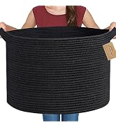 MEGASKET Large Black Blanket Basket, 22