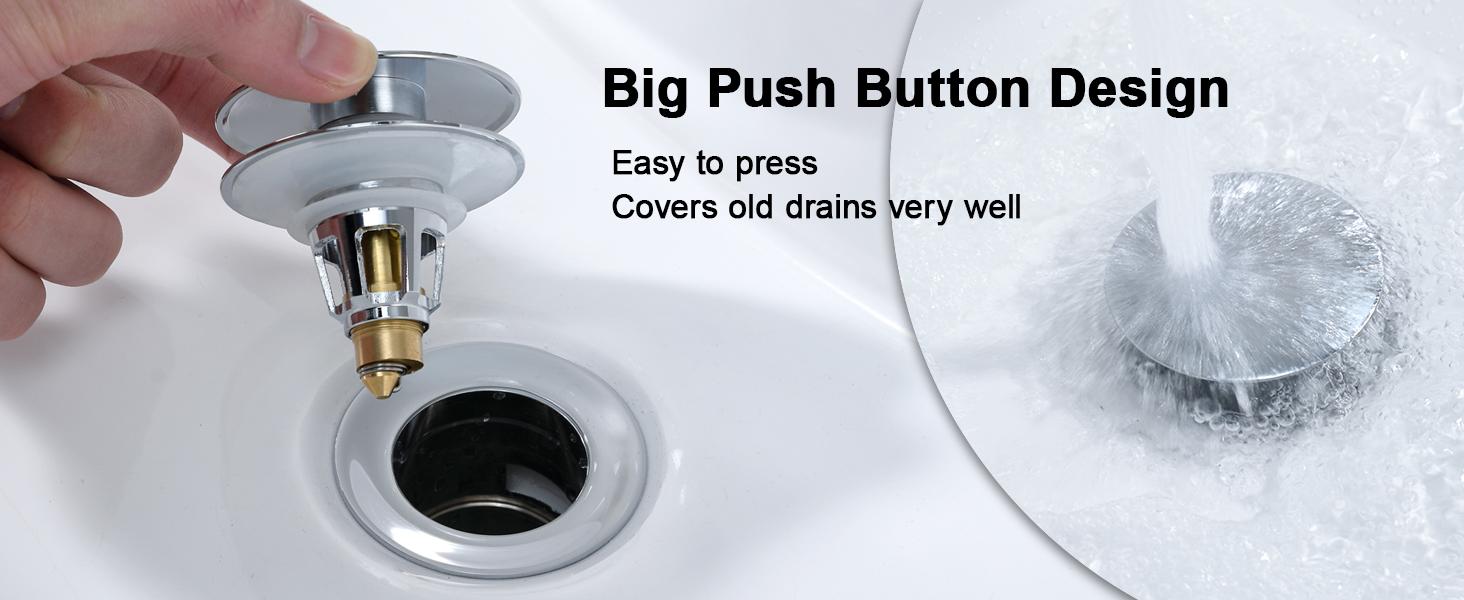 full size button bathroom sink drain strainer