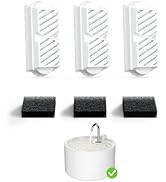 Cat Water Fountain Filters Replacement &amp; Pre-Filter Sponges for 2.2L/74oz Ceramic Cat Fountain, C...