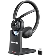Wireless Headset with Mic, Bluetooth Headset with AI Noise Cancelling Microphone &amp; Charging Base,...