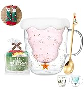 Binoster Cute Mugs Christmas Gifts Coffee Mug Double Walled Glass Mugs Milk Tea Espresso Cup Chri...