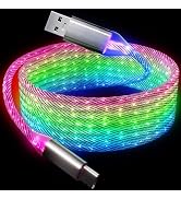 ULIKTO 6.6ft/2m Type C Cable Nylon Braid Led Light Up Charger Cord 66W 5A QC3.0 Visible RGB Color...