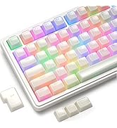 GMKWTL XVX Shine Through White Jelly Keycaps, Translucent Clear Keyboard Key caps OEM Profile Key...