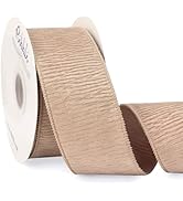 Ribbli Camel Crinkled Velvet Wired Ribbon 2.5 Inch Velvet Christmas Ribbon for Gift Wrapping Chri...