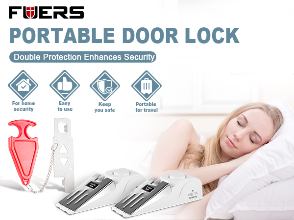 Portable Door Stop Alarm and Traveling Hotel Door Lock Required Provides Double Security for Home