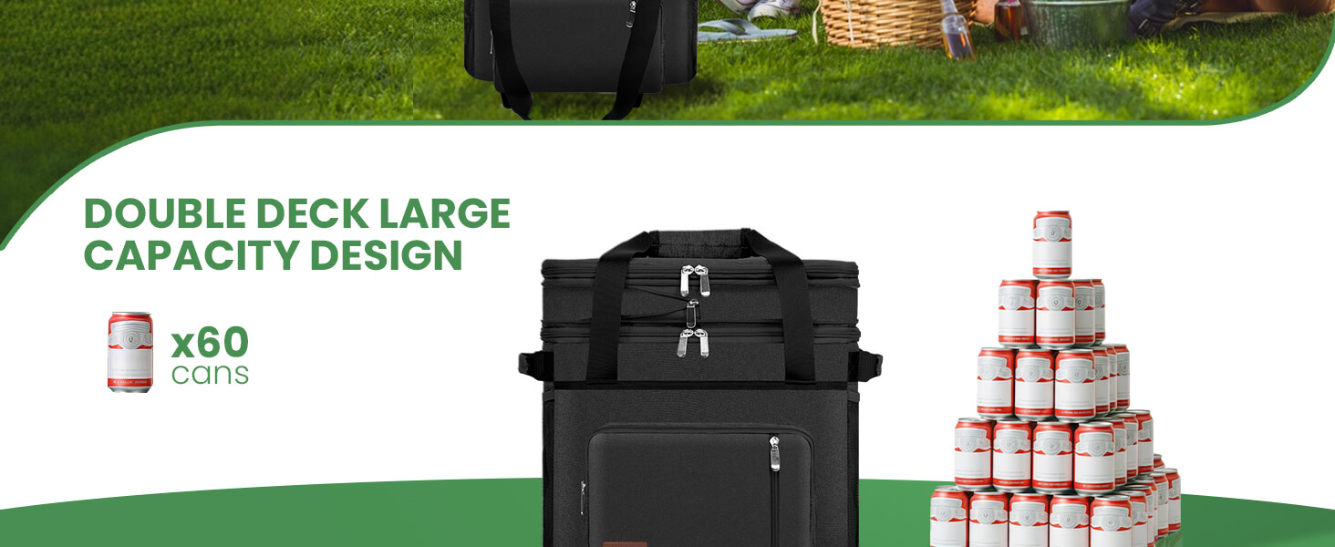 Expanded to 30L, the wheeled MIYCOO soft cooler bag easily transports 60 cans of beverages.
