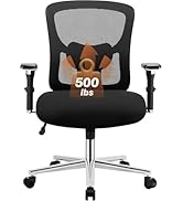 Sweetcrispy Big and Tall Office Desk Chair with Lumbar Support, 500lbs Heavy Duty Mesh Ergonomic ...