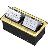 KYHSHJ Dual Pop-Up Floor Electrical Outlet Box Kit,20 Amp Stainless Steel GFCI TR Receptacle Outl...