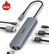 acer 6 in 1 USB C Hub with Ethernet, 4K@60Hz USBC to HDMI Multiport Adapter, 100W PD Charging, US...