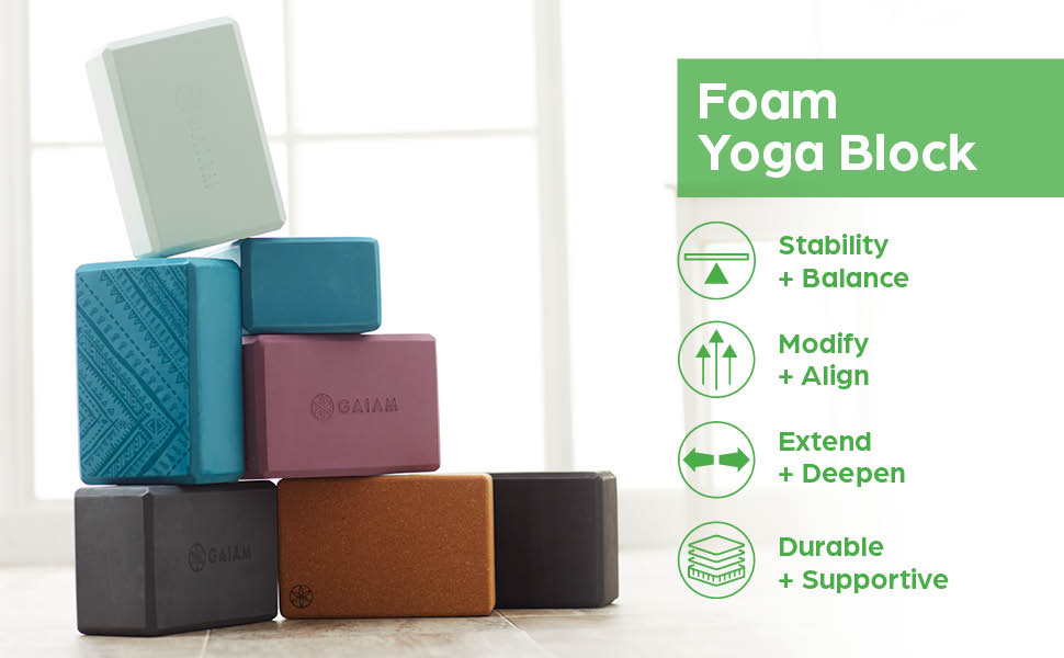 Gaiam foam yoga block brick, yogi gifts, large yoga block