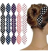 5 Pcs Deft Hair Bun Maker French Twist Donut Hair Bun Rabbit Ear Bun Twister Polka Dot Flexible D...
