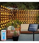 Solar Powered Curtain Lights 33ftx 3ft 500 LED Outdoor Curtain Lights Waterproof with Remote Time...