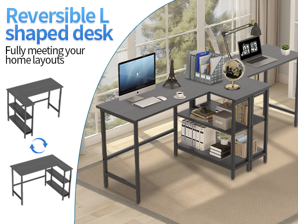 Reversible L shaped desk