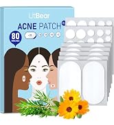 LitBear Large Acne Pimple Patches, 5 Sizes 80 Patches for Large Breakouts, Acne Patches for Face,...