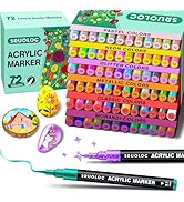 SRUOLOC Acrylic Paint Pens Markers Set, 72 Colors Extra Fine Tip Point Acrylic Paint Markers for ...