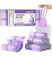 Freshlix 4 Gallon Small Trash Bags No-Tearing Drawstring Strong Garbage Bags Lavender Scented Bat...