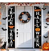 Halloween Door Banners Outdoor Halloween Decorations Witches Porch Decor | Spider Web Pumpkin &amp; T...