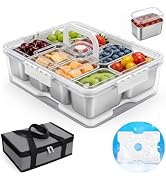 Homelove Snackle Box Container with Ice-Pack, Snack Container Divided Serving Tray with 8-Compart...
