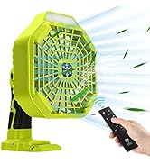 Cordless Fan Portable Camping Fan with 180LM LED Light,Battery Powered Desk Fan Compatible with R...