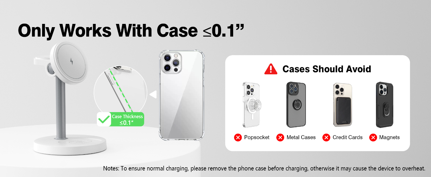 Wireless Charging Station only work with case =0.1“