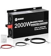 DC HOUSE 48V 25A Lithium Battery Chargr+2000W Pure Sine Wave Inverter, 3 AC Outlets, 2 Cooling Fa...