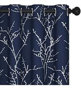 Deconovo Living Room Curtains 84 Inches Long, Blackout Curtains for Bedroom | Tree Branch Foil Pa...