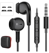 AUX 3.5mm Wired Earbuds with Mic &amp; in-Line Volume Control Headphones, Crystal Clear Audio Noise I...