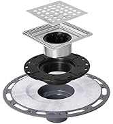 Neodrain 4 in Square Shower Drain Brushed 304 Stainless Steel Drain Grate Removable Drain Key wit...