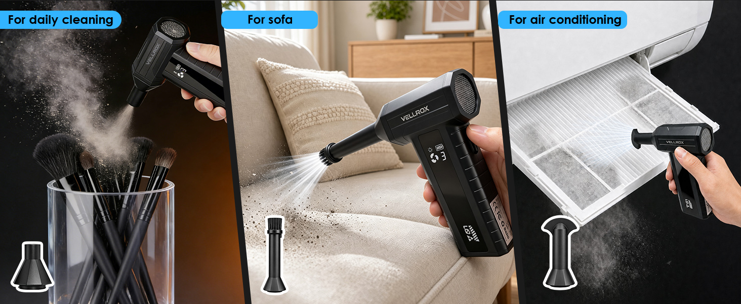 The Compressed Air Duster is a powerful Mini Blower for cleaning blinds, sofas, and furniture