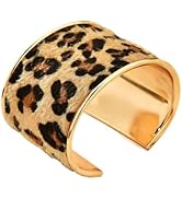 RYOLOY Women's Leopard Print Bracelet, Wide Cuff Bracelet. Fashion Personalized Wild Open Bracele...