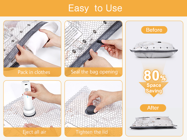 Vacuum Storage Bags with Electric Pump, Vacuum Seal Bags for Clothing Travel