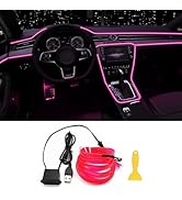 EL Wire Interior Car LED Strip Lights, 16.5FT USB Neon Glowing Strobing Electroluminescent Wire S...