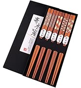GLAMFIELDS Reusable Chopsticks Japanese Natural Wooden 5 Pairs Classic Style Lightweight Safe Cho...
