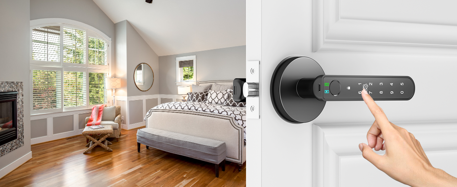 smart door knob with keypad password Access round black